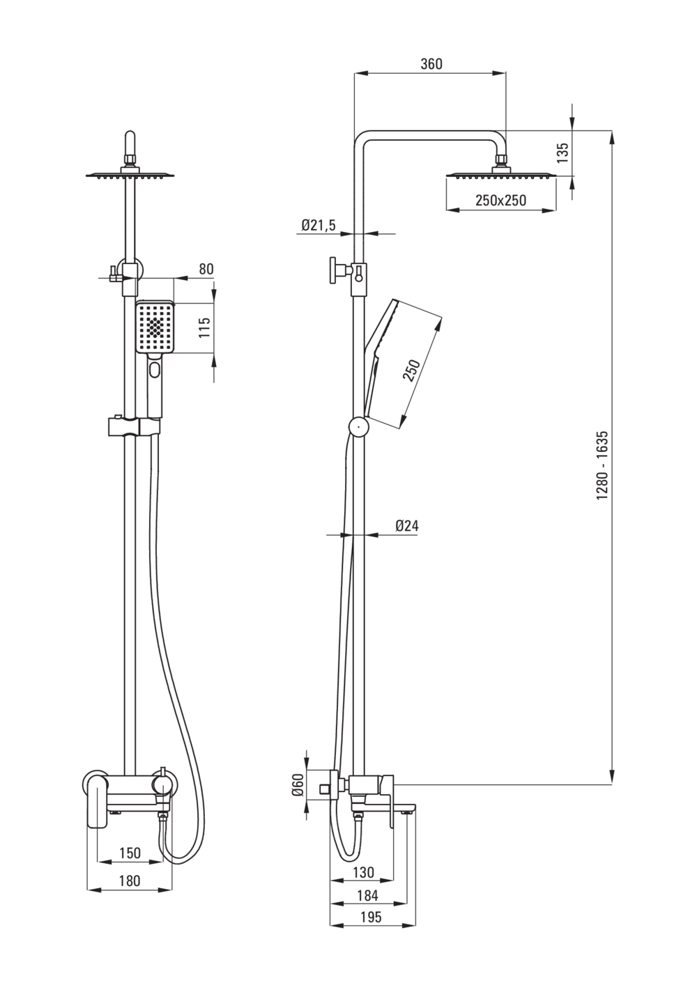 Alpina króm behajtható kádtöltő csaptelep +zuhanyszett